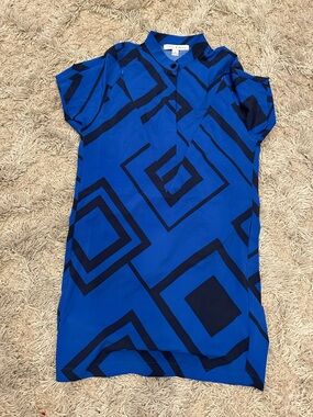 Blue Geometric Shift Dress